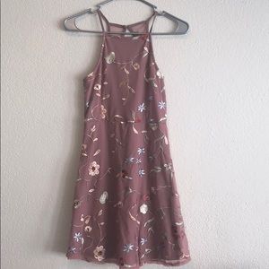 Flower embroidered mesh dress